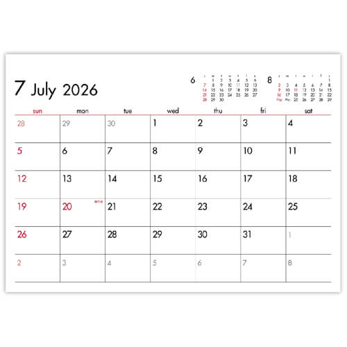 画像2: ６Weeks Calendar（レッド）　＠388円〜(税込)